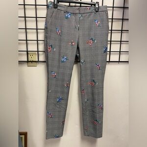 Express Gray Checkered Pants with Floral Design 8L